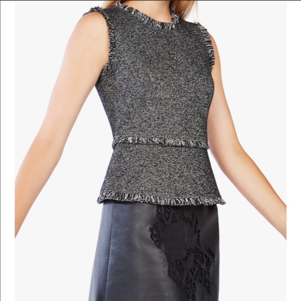 BCBGMaxAzria Fringe Peplum Top